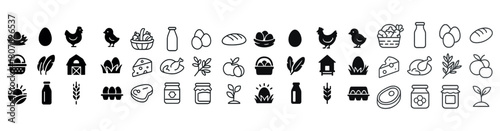 Collection of farm-themed icons highlighting food and agriculture elements