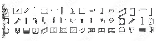 Minimalist staircase and hardware icons collection
