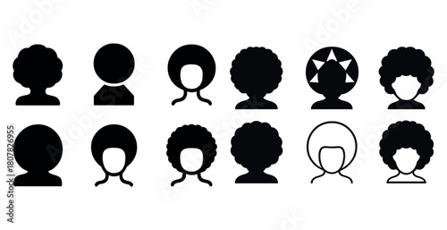 Silhouette collection of diverse afro hairstyles