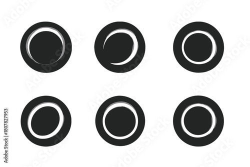 Glowing Orb Logos. Round. Icon set. Set Logo of round: orb with glowing ring effect. harmonious logo variations of the same emblematic concept, each with