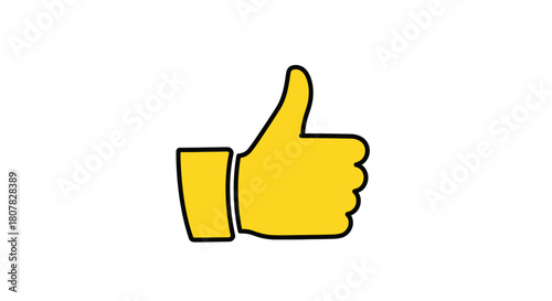 Cartoon hand giving a thumbs-up gesture. Yellow approval icon for positive feedback, success, and agreement, isolated vector graphic