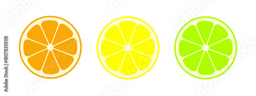 Halved Orange, Lemon, and Lime Citrus Fruit Slices on a White Background