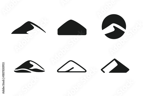 Wasteland Icon Set. Wasteland. Icon set. Set Logo of wasteland: sand dune silhouette. harmonious logo variations of the same emblematic concept, each with