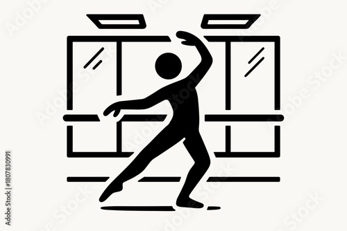 Modern Dance Practice. A dancer practicing modern dance moves in an open studio. Icon se