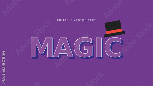 Create a colorful and engaging design featuring the word magic with a top hat in vibrant style