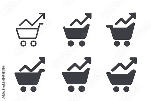 Retail Trend Logos. Retail trend graph. Set Logo of Retail trend graph: Conversion rate curve. Icon set. harmonious logo variations of the same emblematic