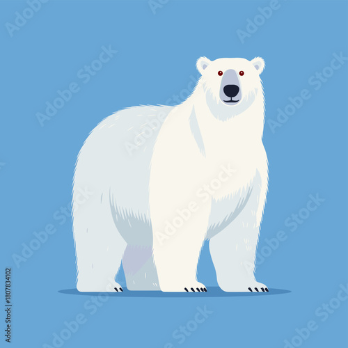 Vector illustration of a polar bear on a blue background