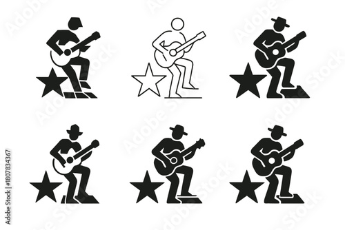 Hollywood Boulevard Logos. Hollywood Boulevard. Icon set. Set Logo of Hollywood Boulevard: clapboard merged with boulevard map grid. harmonious logo variations