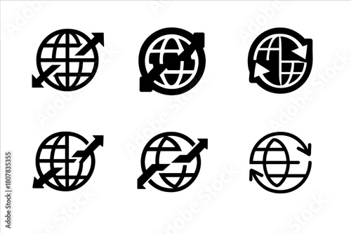 Global Business Logos. International business expansion and global markets. Icon set. Set Logo of international business expansion and global markets: global