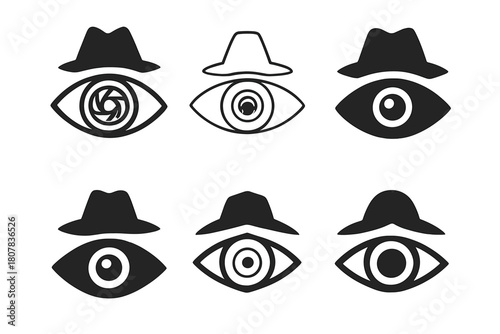 Investigative Logo Variations. Investigative reporting. Icon set. Set Logo of investigative reporting: confidential file folder. harmonious logo variations of