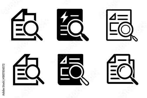 Investigative Logo Set. Investigative reporting. Icon set. Set Logo of investigative reporting: breaking news headline. harmonious logo variations of the same