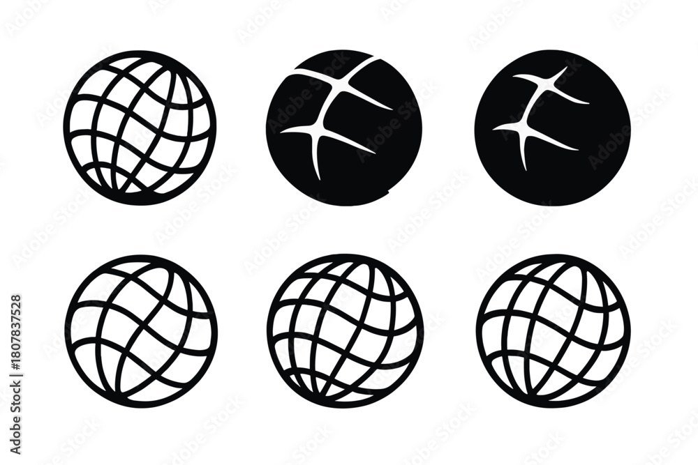Obraz premium Geoid Logo Variations. Geoid. Icon set. Set Logo of geoid: contour lines forming Earth?s gravitational field. harmonious logo variations of the same emblematic