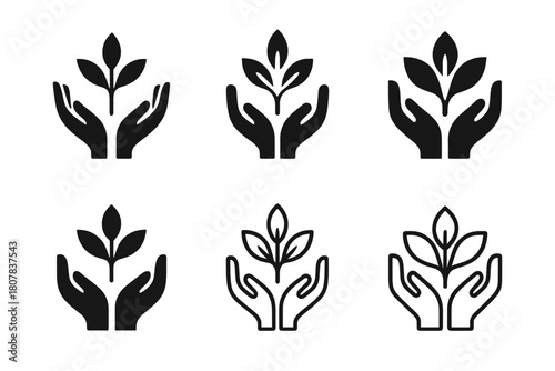 Invasive Species Logos. Invasive species. Icon set. Set Logo of invasive species: circular ecosystem being engulfed by foreign growth. harmonious