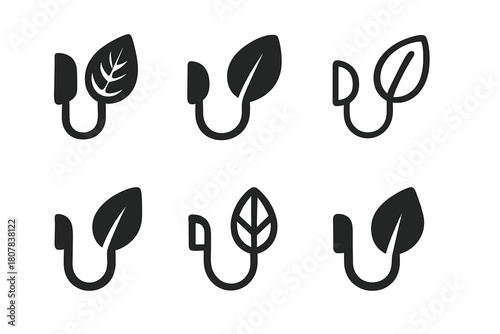 Curtain Tieback Logos. Curtain tieback. Icon set. Set Logo of curtain tieback: crystal knob medallion. harmonious logo variations of the same emblematic