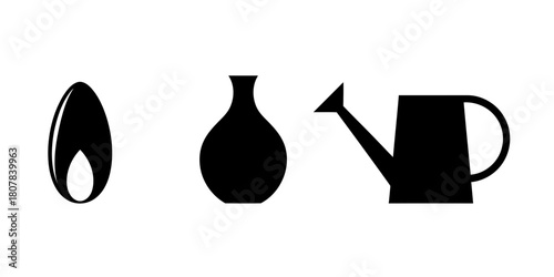 Egg, Vase and Watering Can Icons