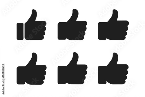 Feedback Icon Set. Feedback tone perception. Icon set. Set Logo of Thumbs Up: Positive feedback. Flat solid, Symmetrical form, Stylized detail, Iconic shape,