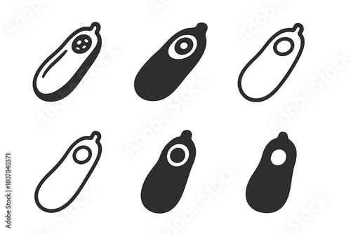 Stuffed Vegetables Icons. Stuffed vegetables. Icon set. Set Logo of Stuffed vegetables: Stuffed zucchini. harmonious logo variations of the same emblematic