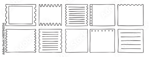 Notepad frame set hand drawn doodle icon set