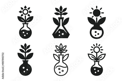 Biological Energy Logos. alternative energy sources from biological processes. Icon set. Set Logo of alternative energy sources from biological processes: