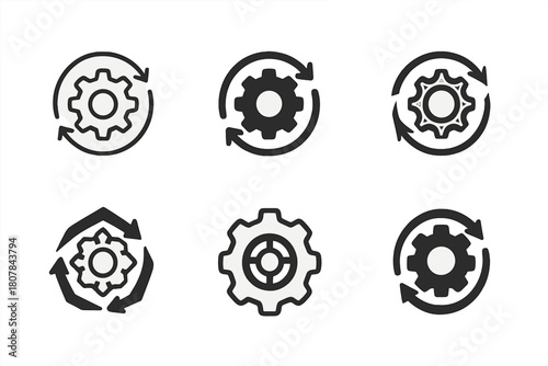 Pollution Reduction Logos. Reducing industrial pollution through waste management. Icon set. Set Logo of reducing industrial pollution through waste