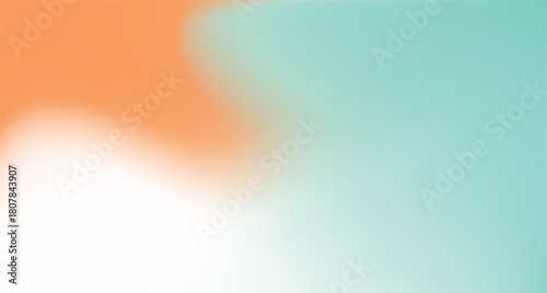 Abstract teal and orange background with gradient texture. Blurred colorful liquid shapes over white backdrop