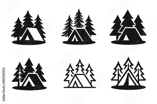 Nature Trail Logos. Hiking and exploring nature trails. Icon set. Set Logo of hiking and exploring nature trails: binoculars with soaring bird. harmonious logo