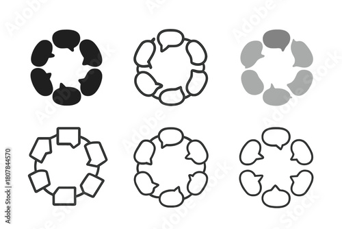 Social Network Icons. Social and digital networking. Icon set. Set Logo of social and digital networking: speech bubbles forming a network ring. harmonious