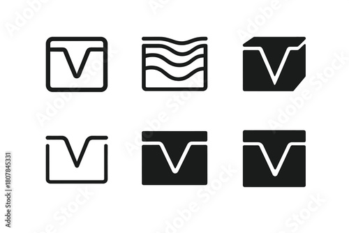 Trench Logo Variations. Trench. Icon set. Set Logo of trench: deep soil layers. harmonious logo variations of the same emblematic concept, each with different