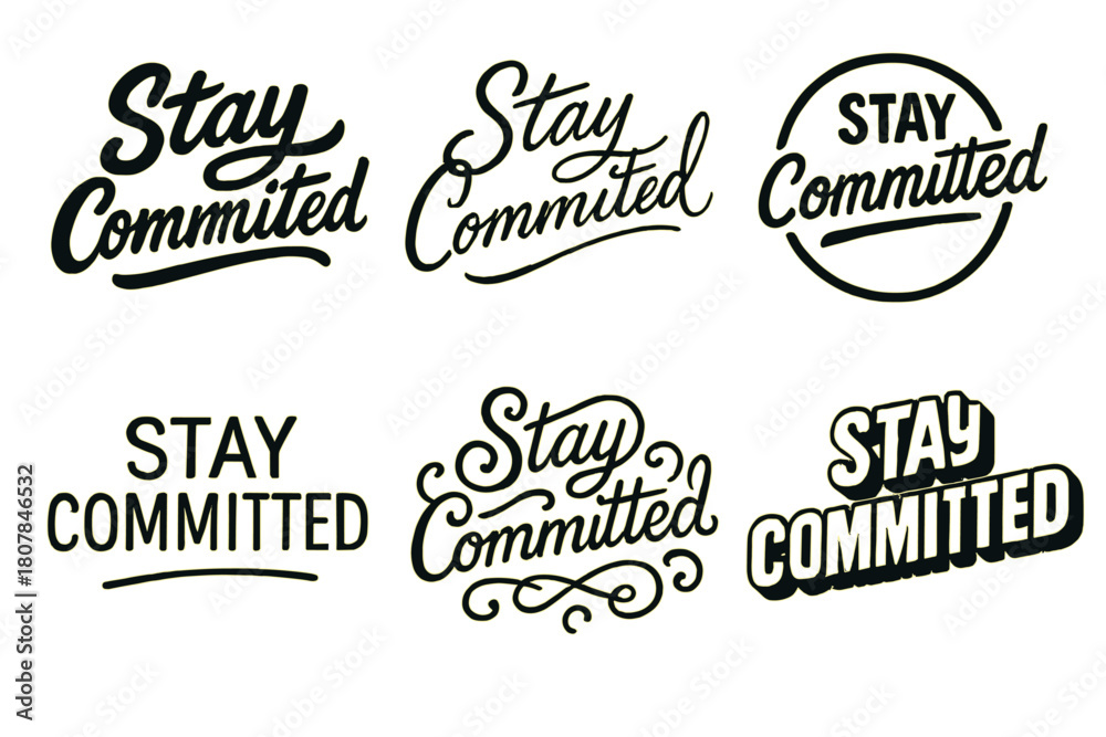 Fototapeta premium Harmonious Lettering Variations. Discipline fuels growth. Set lettering. harmonious lettering variations of the same emblematic concept, each with different