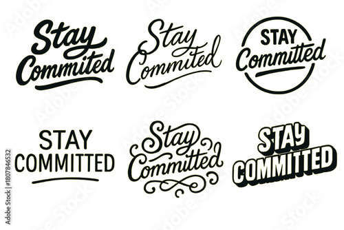 Harmonious Lettering Variations. Discipline fuels growth. Set lettering. harmonious lettering variations of the same emblematic concept, each with different