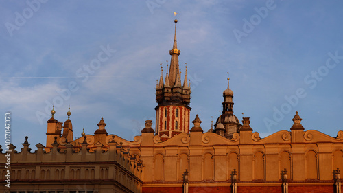 Roofs of the Sukiennice market in Krakow Poland
