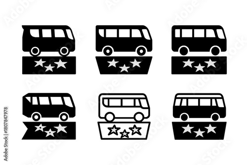 Hollywood Boulevard Logos. Hollywood Boulevard. Icon set. Set Logo of Hollywood Boulevard: clapboard merged with boulevard map grid. harmonious logo variations