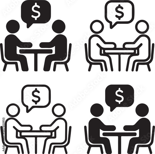 Isolated Business Negotiation black vector icon, business, negotiation, meeting, deal, corporate, discussion, agreement, strategy, dealmaking, buyer focused negotiation design