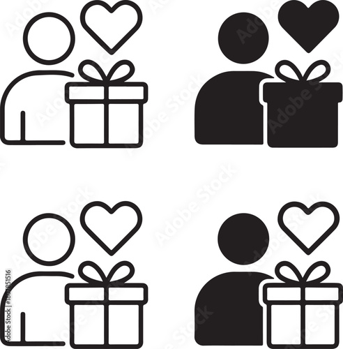 Isolated Customer Loyalty black vector icon, customer, loyalty, rewards, program, points, membership, benefits, retention, club, buyer focused loyalty design