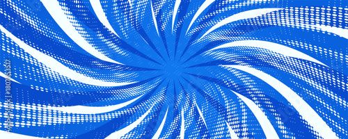 Blue comic sunburst effect background with halftone. Pop art comic-style vector background. Suitable for templates, sale banners, events, ads, web and pages