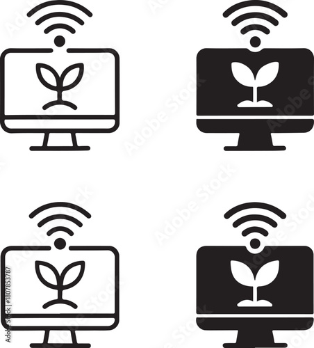 Isolated Crop Monitoring black vector icon, crop, farm, agriculture, smart, monitoring, system, technology, tracker, harvest, field, buyer focused farming design