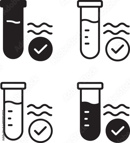 Isolated Water Quality Test black vector icon, water quality test icon, environmental research icon, black test graphic for analysts, buyer focused water research design