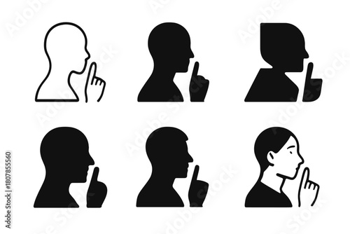 Quiet Leadership Icons. Quiet leadership. Icon set. Set Logo of quiet leadership: calm leader silhouette. harmonious logo variations of the same emblematic