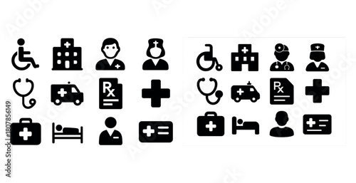 Medical icons collection: healthcare symbols and tools