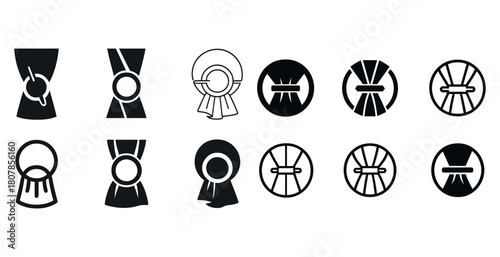 Set of black and white drapery accessories collection