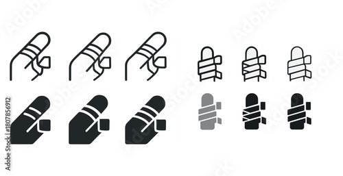 Thumb gesture icons set in various styles and rotations