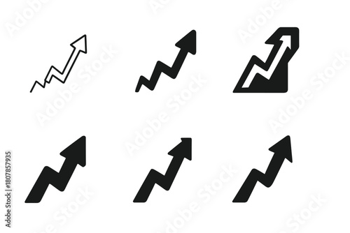 Economic Recovery Logos. economic recovery after crises. Icon set. Set Logo of economic recovery after crises: upward arrow emerging from broken
