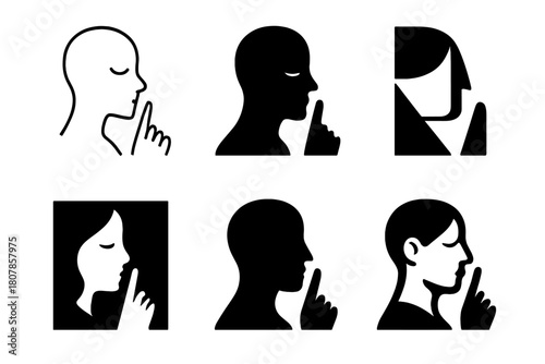 Quiet Leadership Icons. Quiet leadership. Icon set. Set Logo of quiet leadership: calm leader silhouette. harmonious logo variations of the same emblematic