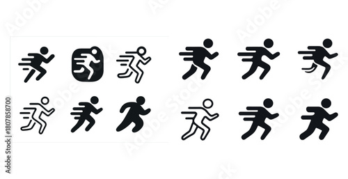 Collection of dynamic running icons in various styles and designs