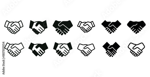 Variety of handshake icons in different styles