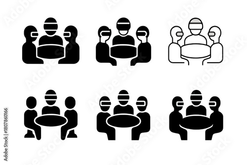 Virtual Meeting Logos. Virtual reality meetings. Icon set. Set Logo of Virtual reality meetings: Virtual table. harmonious logo variations of the