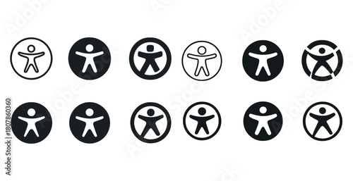 Variety of accessibility icons - inclusive symbol set featuring human figures