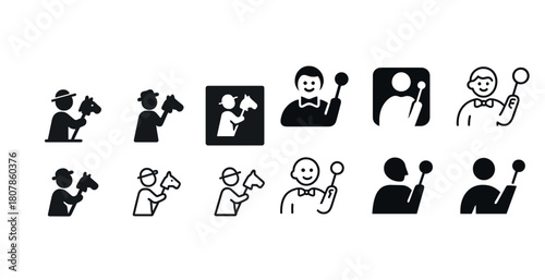 Diverse stick figure icons showing people with different activities and outfits