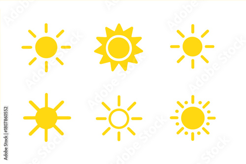 Radiant Light Logos. Bright light in dark. Icon set. Set Logo of bright light in dark: radiant circle. harmonious logo variations of the same emblematic