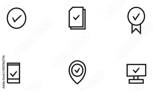 Checkmark icon set for approval and completion tasks Vector